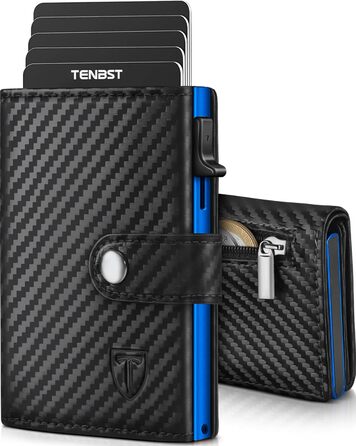 Чоловічий гаманець TENBST з відділом для монет та RFID захистом, Slim Wallet, 10 відділень для карток, помаранчевий