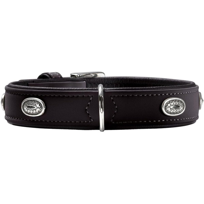Нашийник для собак HUNTER SOFTIE STONE, штучна шкіра, з аплікаціями, легкий у догляді, чорний, розмір S-M