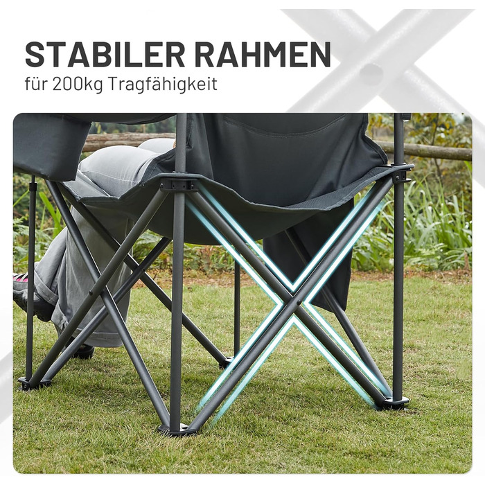 Кампінговий стілець розкладний Timber Ridge 2 шт, 200 кг, сірий, з ізольованою сумкою-холодильником, 63 см ширина сидіння - зручний для кемпінгу, риболовлі, саду