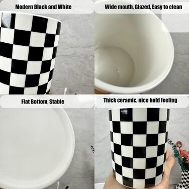 Bathroom Toothbrush Holder, Bathroom, Toothbrush Holder Set, Modern, Cute, Toothbrush and Toothpaste Holders for Bathroom, Countertop, Organizer, Black and White Plaid Decor