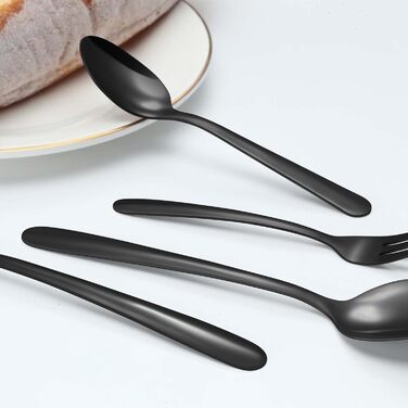 Bestdin Cutlery Set 12 Persons, 60 Piece Black Cutlery, Stainless Steel Cutlery Set with Knife Fork Spoon, Black Cutlery for Home/Party/Restaurant, High Gloss Polished & Dishwasher Safe.