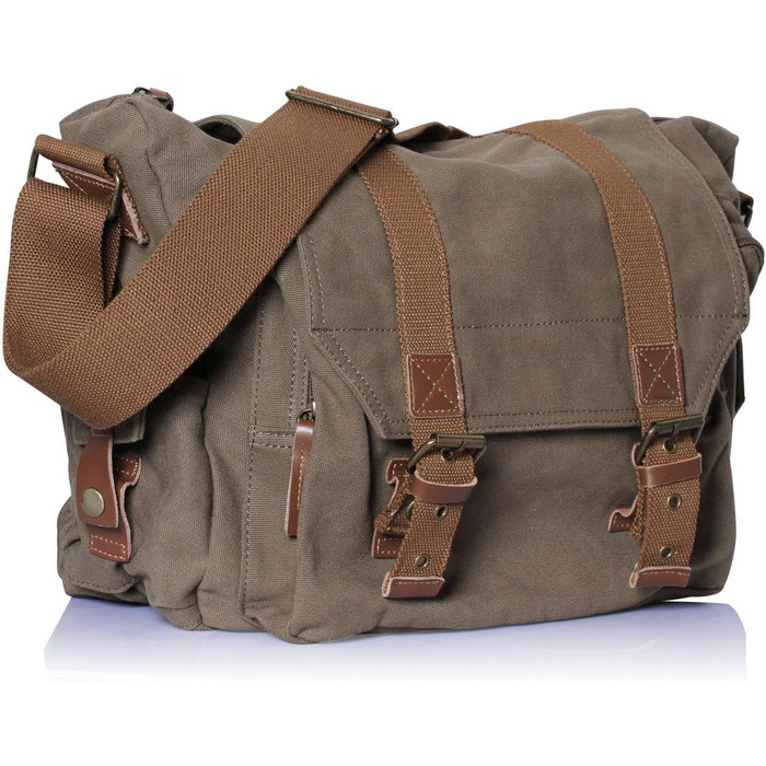 Сумка для фотоапарата DSLR з м'якою вставкою, Canvas Messenger Bag у вінтажному стилі, 34x13x27 см, Оливково-зелена
