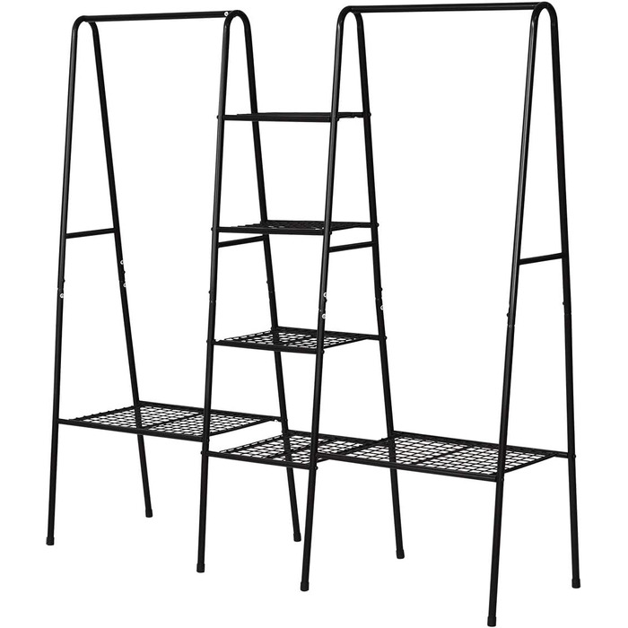 JURMERRY Metal Clothes Rack Clothes Rod Garment Racks with Shoe Storage, Black