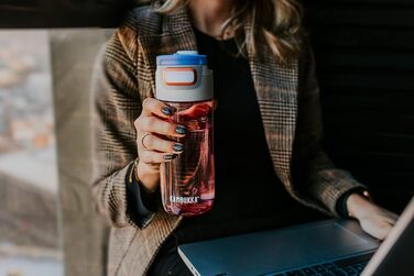 Kambukka Water Bottle - ELTON Model - 500/750/ - Water Bottle - dirt and odor resistant - impact resistant - dishwasher safe - easy to clean - Milliliter markings (Barely Blush, 500 ml)