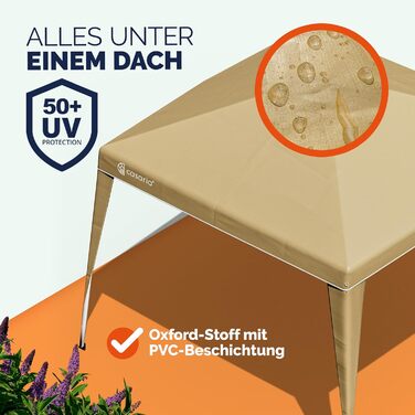 CASARIA® Capri Pavilion 3x3m Pop-Up UV Protection 50+ Waterproof Winter-Proof with Bag Foldable Stable Camping Garden Pop-Up Pavilion Party Tent (Cream)