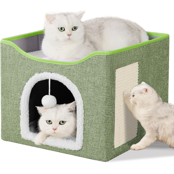 Кітняча хатинка FURRYPAWS - затишний будиночок для котів, підходить для дому та вулиці, ідеальний як котячий дім, стійка конструкція, для котів та кошенят (2-ярусний)