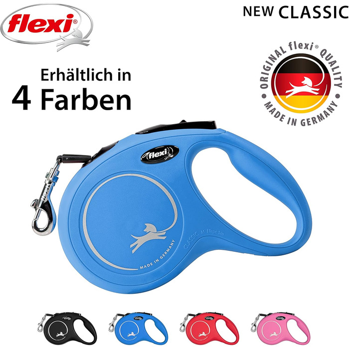 Flexi Classic L рулетка для собак до 50 кг, блакитна, 5 м (для собак до 25 кг)