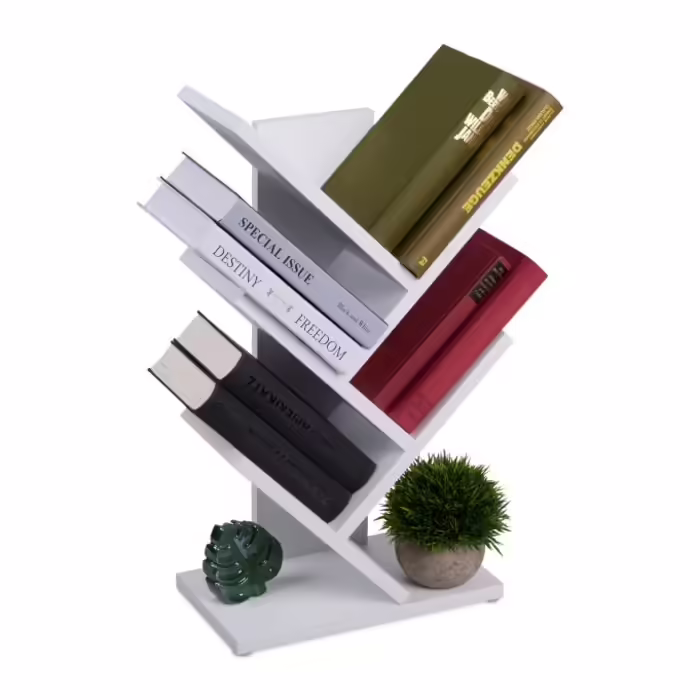 Relaxdays White Bookshelf in Tree Shape