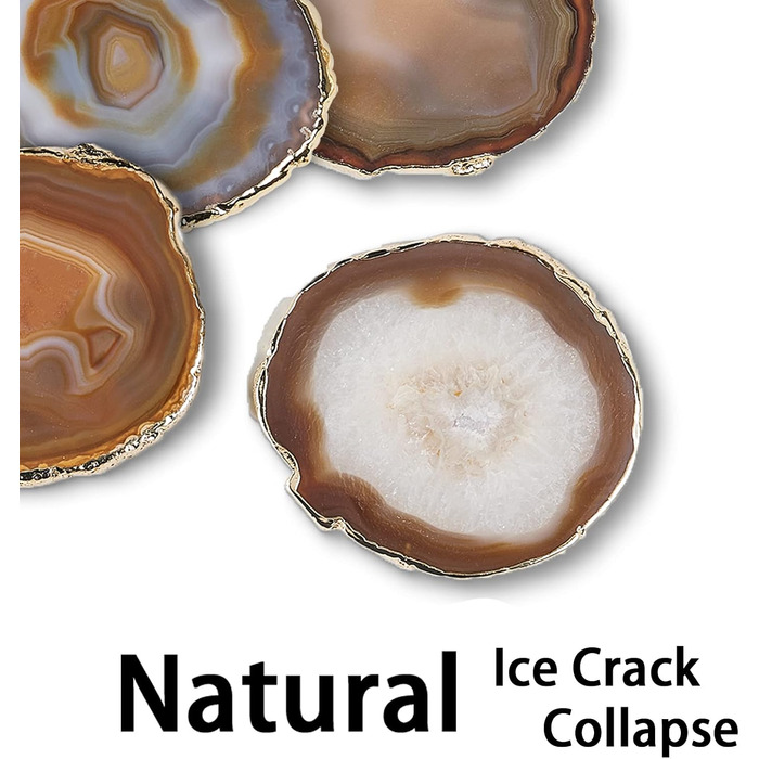 Yougoals Coasters, Geode Coasters for Drinks, Gemstone, Natural Stone, Agate Slices, Coasters, Cup Mat for Home Decoration (4 Pieces) (Natural Coffee, 2 Pieces)