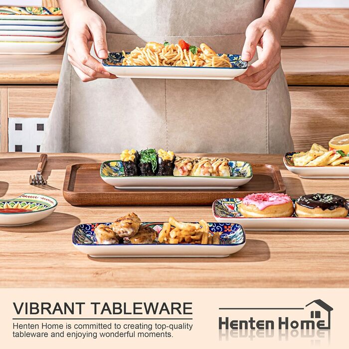 Набір сервірувальних тарілок Henten Home 6 шт. для закусок, суші, салатів та десертів (21 см)