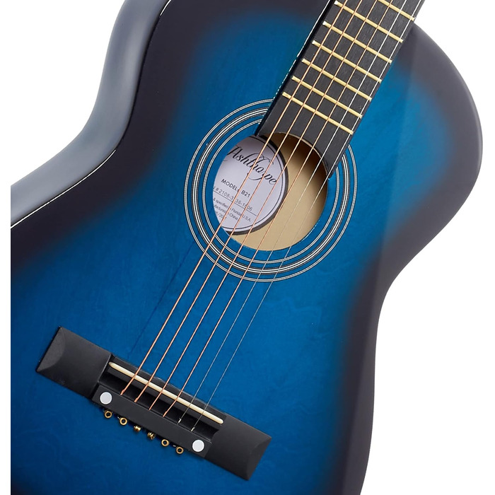 Акустична гітара Ashthorpe 30 дюймів для початківців, стартовий набір: гіга-сумка, струни, ремінь, тюнер, медіатори, блакитна