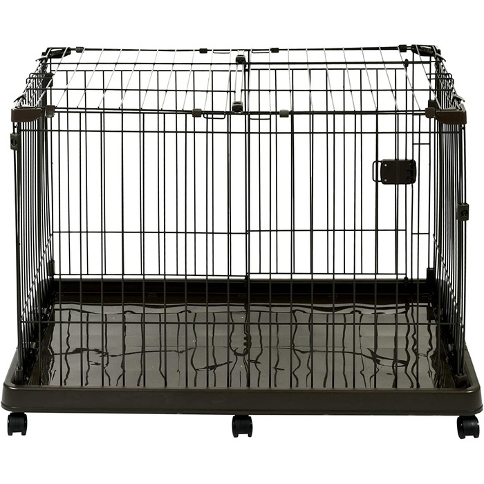 Клітка для собак, котів та кроликів Iris Ohyama, 1.7 м², 8 панелей, WPC-24, чорна, з дверцятами