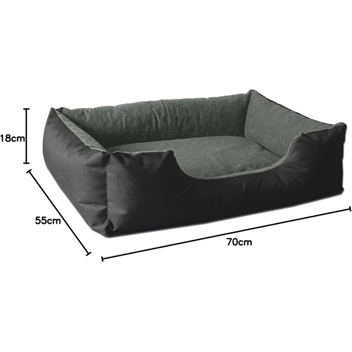 Ліжко для собак BedDog THE-ROCK (чорний/сірий) L 70 x B 55 x H 18 см - м'яке, знімний чохол, для маленьких собак