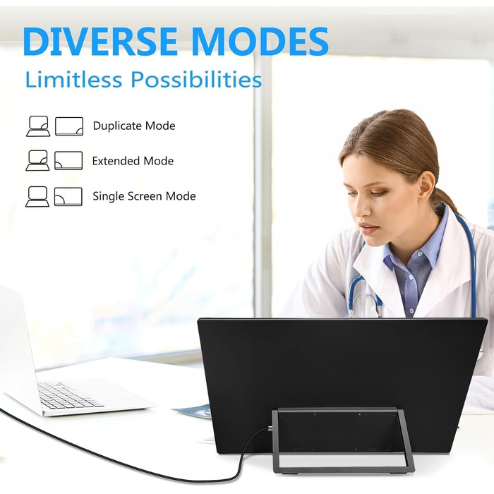 Портативний монітор 18.5 дюймів MK185: 120Hz, 1080P, sRGB, USB/HDMI, VESA, HDR, для ноутбука, телефону, ігор