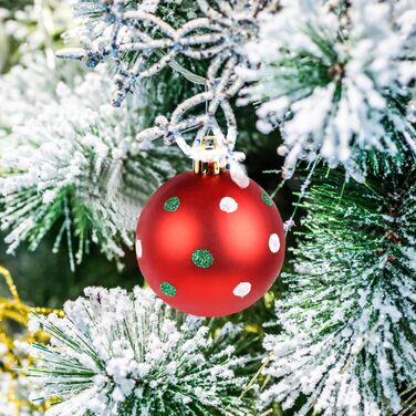 Набір прикрас на ялинку 44 шт. (6см та 3см) - блакитні та срібні ялинкові кулі для декору ялинки в приміщенні та на вулиці (червоний, зелений)