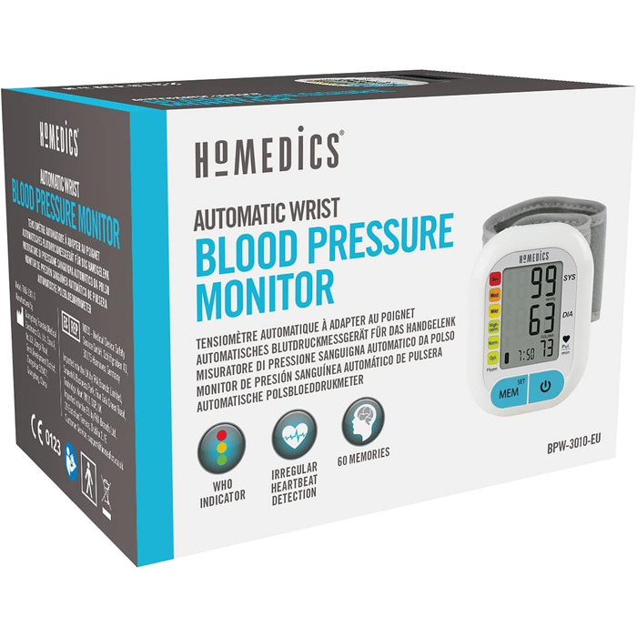 Тонометр House of Marley HoMedics Bluetooth з великим дисплеєм, 60 пам'яті та функцією попередження, вимірювання артеріального тиску та пульсу