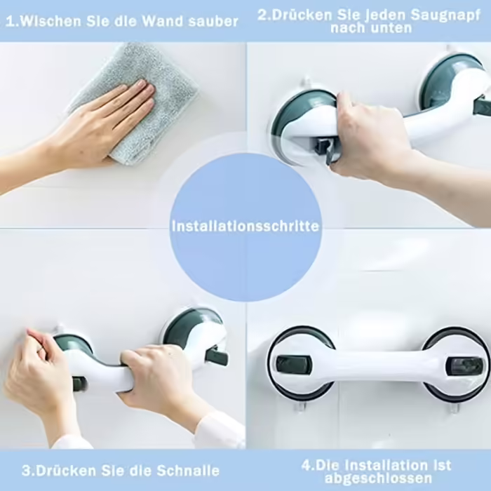 AUFUN Shower Stool, Adjustable Shower Seat 36-51cm Height, 360° Swivel, Bath Seat, Shower Aid, Non-Slip Bath Seat Made of Aluminum and Plastic for Elderly, Pregnant Women (Grab Bars)
