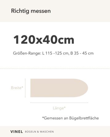 Набір для прасувальної дошки 120x40 см, бавовна, XXL-подушка, стабільний гумовий резинок, універсальний, сірий