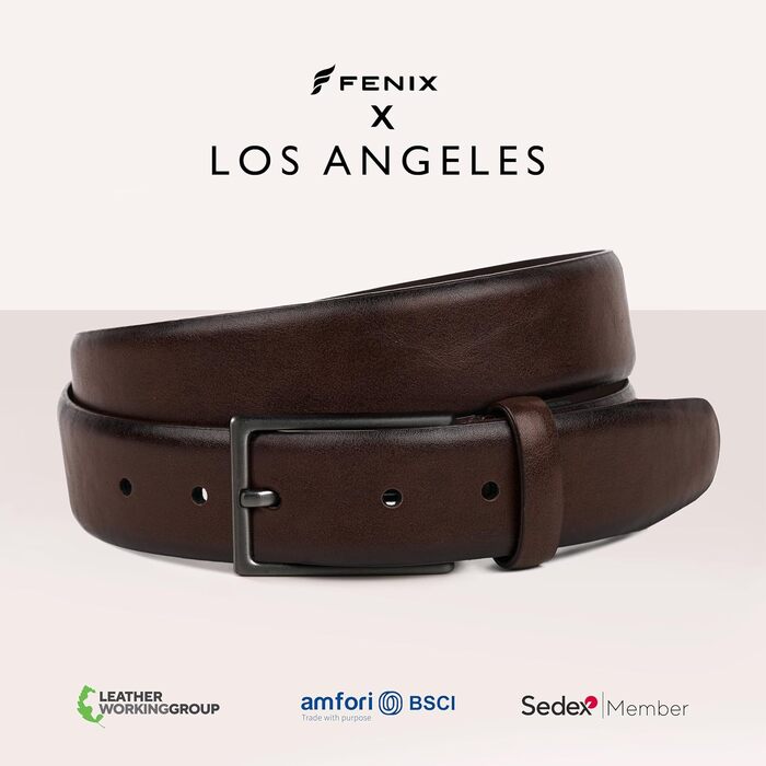 Чоловічий ремінь FENIX LOS ANGELES Toffee Brown (95 см) — шкіряний, регульований, з нікель-вільною пряжкою, ширина 30 мм, для костюмів та джинсів