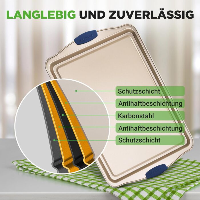 Набір форм для випічки NutriChef 6 шт. – дека для випічки, форма для мафінів, кексова форма з антипригарним покриттям, термостійка до 230°C, складна з силіконовими ручками з вуглецевої сталі – ідеально підходить для тортів, хліба та мафінів