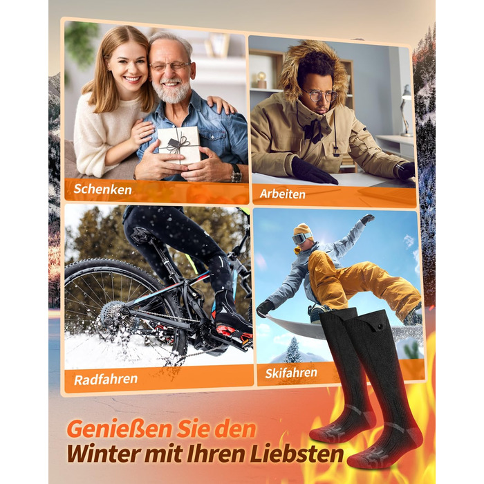 Гріючі шкарпетки 2026 Upgraded, 5000mAh*2, 3 режими нагріву, 360° нагрів, чорні, для жінок та чоловіків, для катання на лижах, полювання, походів