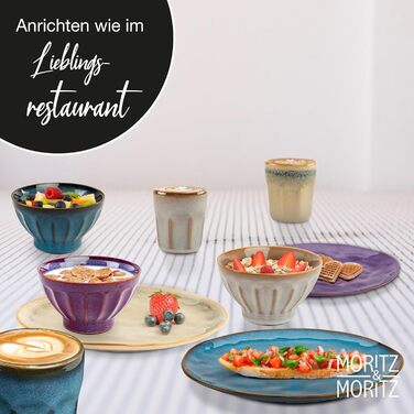 Moritz & Moritz COPA 16-Piece Dinnerware Set - 4 People - Elegant Plate Set made of high-quality stoneware - Dinnerware Set for 4 people consisting of 4 dinner plates, dessert plates, cereal bowls & coffee cups each. Dinnerware Set (4 people)