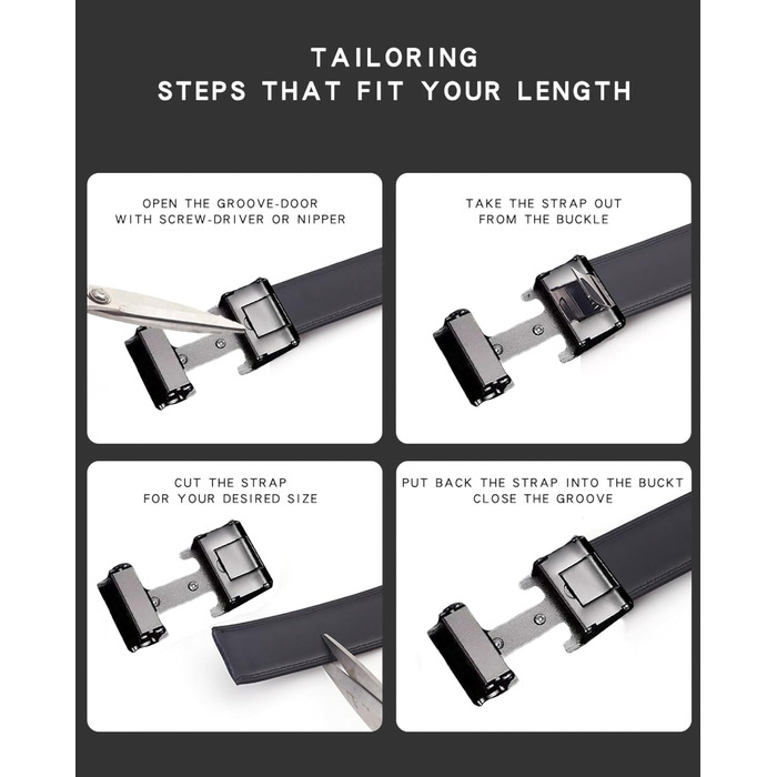 Чоловічий шкіряний ремінь з пряжкою Ratschengürtel, преміум якість, регульований, чорний, 124.5 см