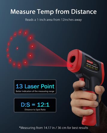 Інфрачервоний термометр Wintact WT327A: вимірювання температури безконтактно до 400°C для кухні, піци, холодильника, промисловості (не для людей)