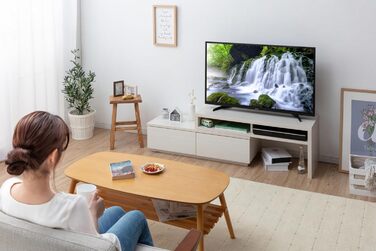Iris Ohyama TV Furniture, TV Stand, TV Bench, TV Mount for Screens up to 43 inches, 4 Shelves, Extendable, Contemporary, Bedroom, Living Room - TV Cabinet - SAB-100 - White Oak