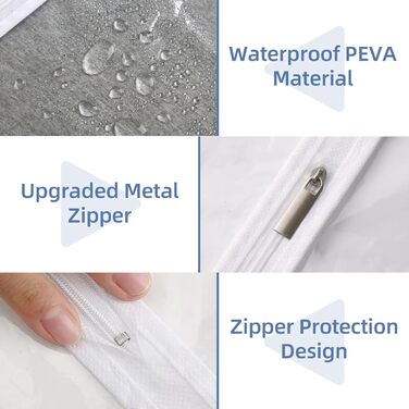 Прозорі мішки для одягу на вішалку, 101.6 см, 5 шт. - мішки для костюмів, органайзери для шафи, водонепроникні, з блискавкою