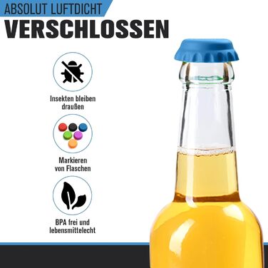 Bottle Caps - High-Quality Silicone Crown Caps - Reusable Beer Bottle Caps - Practical Bottle Caps for Glass Bottles (60 Pieces)