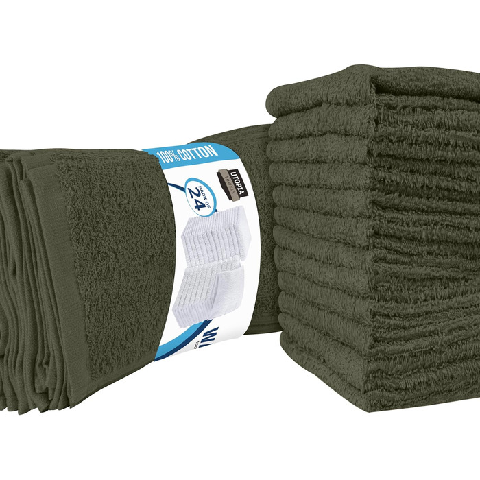 Набір фланелевих рушників для обличчя Utopia Towels, 100% бавовна, гігроскопічні та м'які рушники для вмивання, сірі, 24 шт.