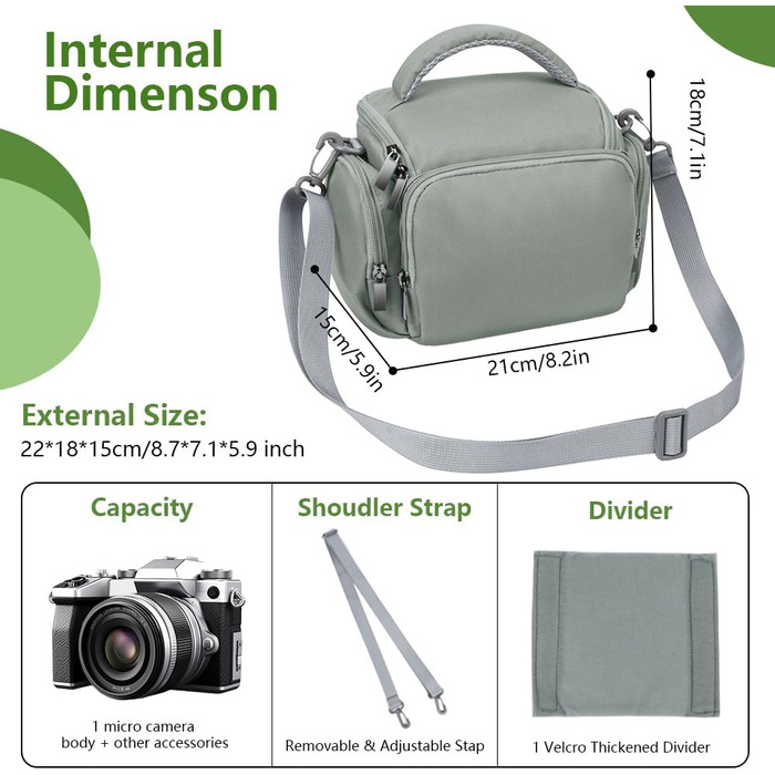 Чохол для камери Ainiv: DSLR/SLR, Canon, Nikon, Sony, водонепроникний, зелений (сірий)