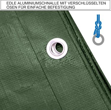 STARPYNG-140g/m² Green 5mx8m Tarp, Cover Sheet, Waterproof, UV Resistant, Weather Resistant, Covering Cars, Boats, Courtyards, Camping, Wood Tarp