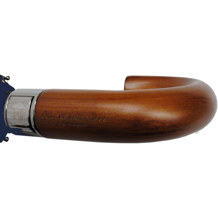 Чоловічий парасолька COLLAR AND CUFFS London 80KPH з автоматичним відкриванням, компактна, вітростійка, з дерев'яною ручкою, темно-синього кольору