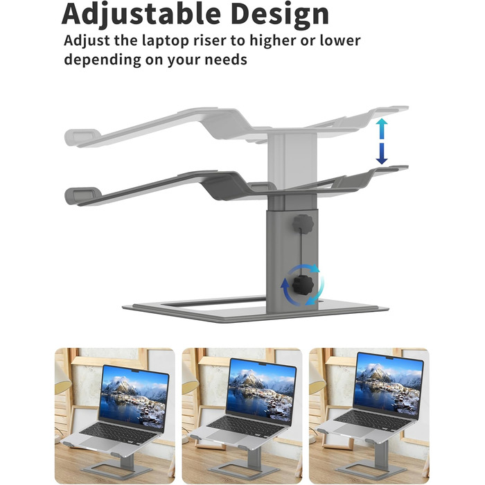 Підставка для ноутбука Soundance, регульована, сіра, для моніторів 10-17.3 дюймів