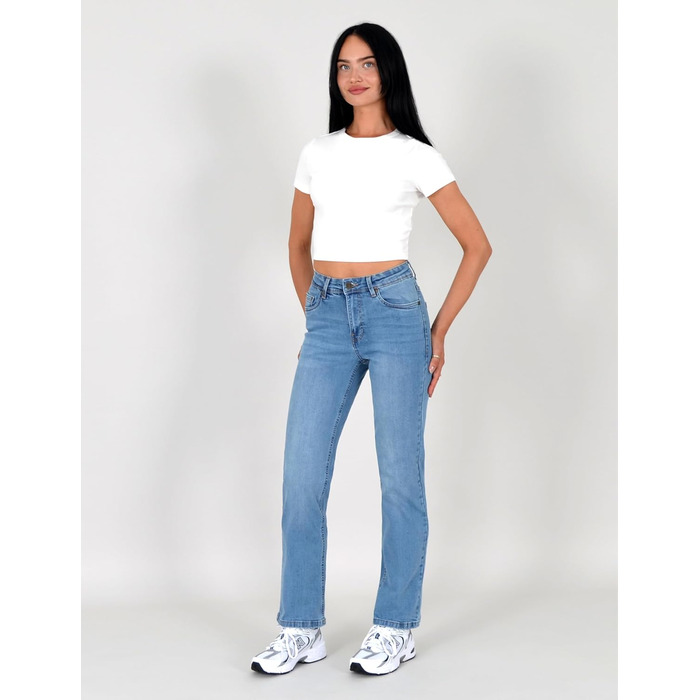 Джинси ESRA жіночі прямі з високою талією, еластичні, модель G200, розмір 42 J556