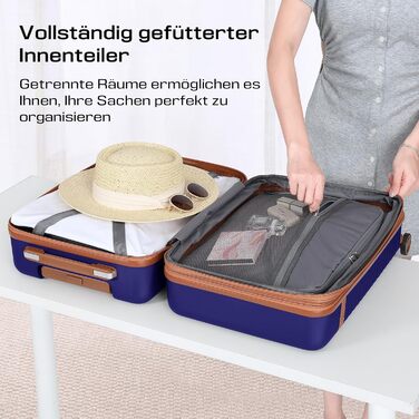 Набір валіз Joyway 5шт з ABS пластику, розширюваний, з TSA-замком, 4 колеса, 1 сумка, 1 органайзер, темно-синій