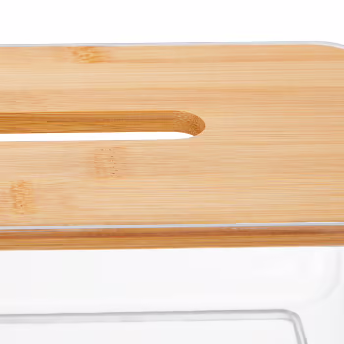 Relaxdays Clear Fabric Box with Bamboo Lid