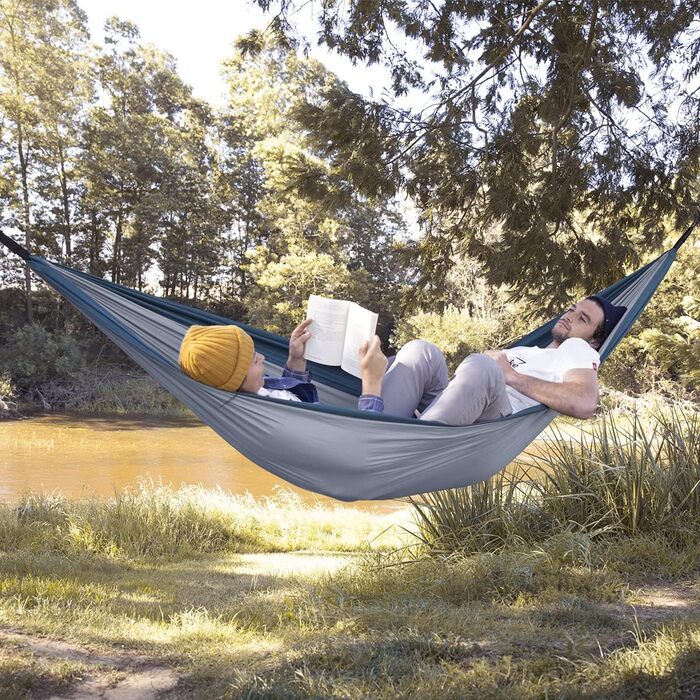 Гамак Naturehike Doppelhängematte ультралегкий для кемпінгу, подвійний, сірий - комфортний гамак для саду, пляжу, лісу