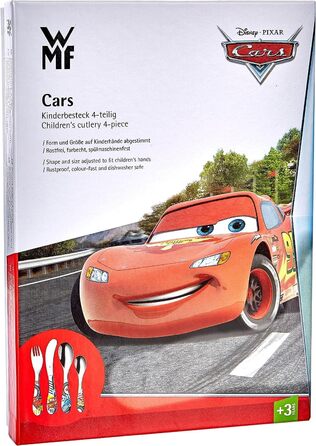 Набір дитячого посуду Disney Cars 2 від WMF: нержавіюча сталь, 4 предмети, від 3 років, Cromargan, придатний для миття в посудомийній машині