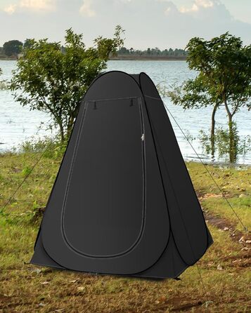 Намет для душу Pop-up, 2 вікна, 120x120x190 см (Чорний). Переносний умивальник для пляжу, кемпінгу, риболовлі