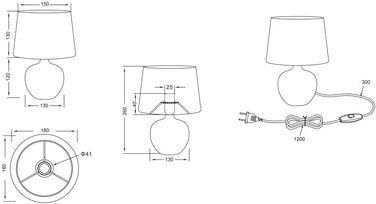 Настільна лампа Reality Leuchten Luxor, кераміка, золото, E14, 18x18x26 см, чорно-золота