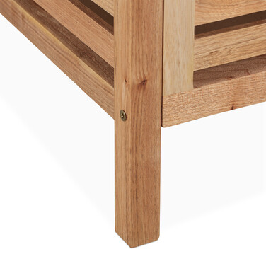 Relaxdays Laundry Basket with Seat, Walnut Wood
