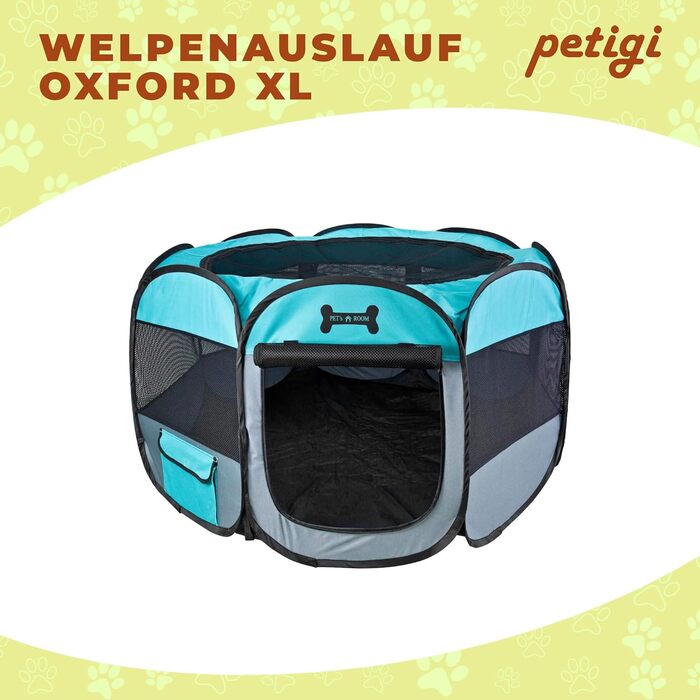 Вольєр для цуценят Petigi XL, 115x115x65 см, 8-кутна клітка для собак, кроликів, морських свинок, котів, рожевий/зелений колір