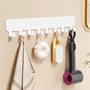 Ключниця Pickpiff з 8 гачками, органайзер для ключів на стіну, ключниця для дому, декор (Білий, Комплект)
