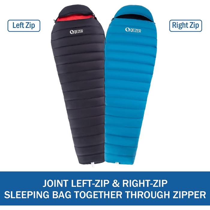 QEZER Summer Sleeping Bag, only 620g Ultralight Down Sleeping Bag, Small Pack Size for Kids, Boys and Girls, Adults, Camping, Trekking, Outdoor