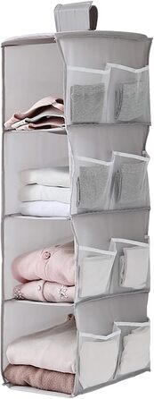 Настінна полиця-органайзер для шафи, сіра, 4 відділення, 12 кишень, 30x22.5x80 см