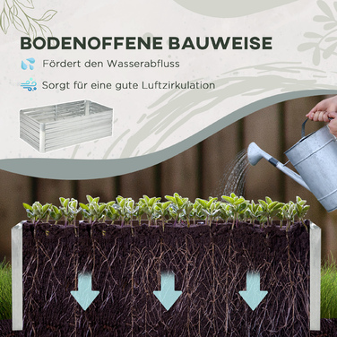 Outsunny Steel Raised Garden Bed, Planting Bed Cold Frame Garden Bed Flower Box Stackable, Planting Box Planter 180x90x60cm for Garden Balcony Terrace, Vegetable Bed for Flowers, Plants, and Fruit | Aosom