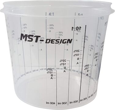 MST-DESIGN Mixing Cups for Paint, 50 Pieces with 1400ml | Robust Disposable Measuring Cups with Mixing Scale | Mixing Cups for Stirring Paints, Fillers, Wood Stains, etc. | Stirring Cups | High-Quality Paint Accessories